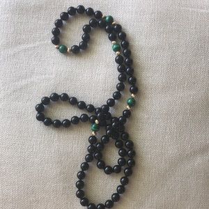 Onyx and malachite beaded necklace